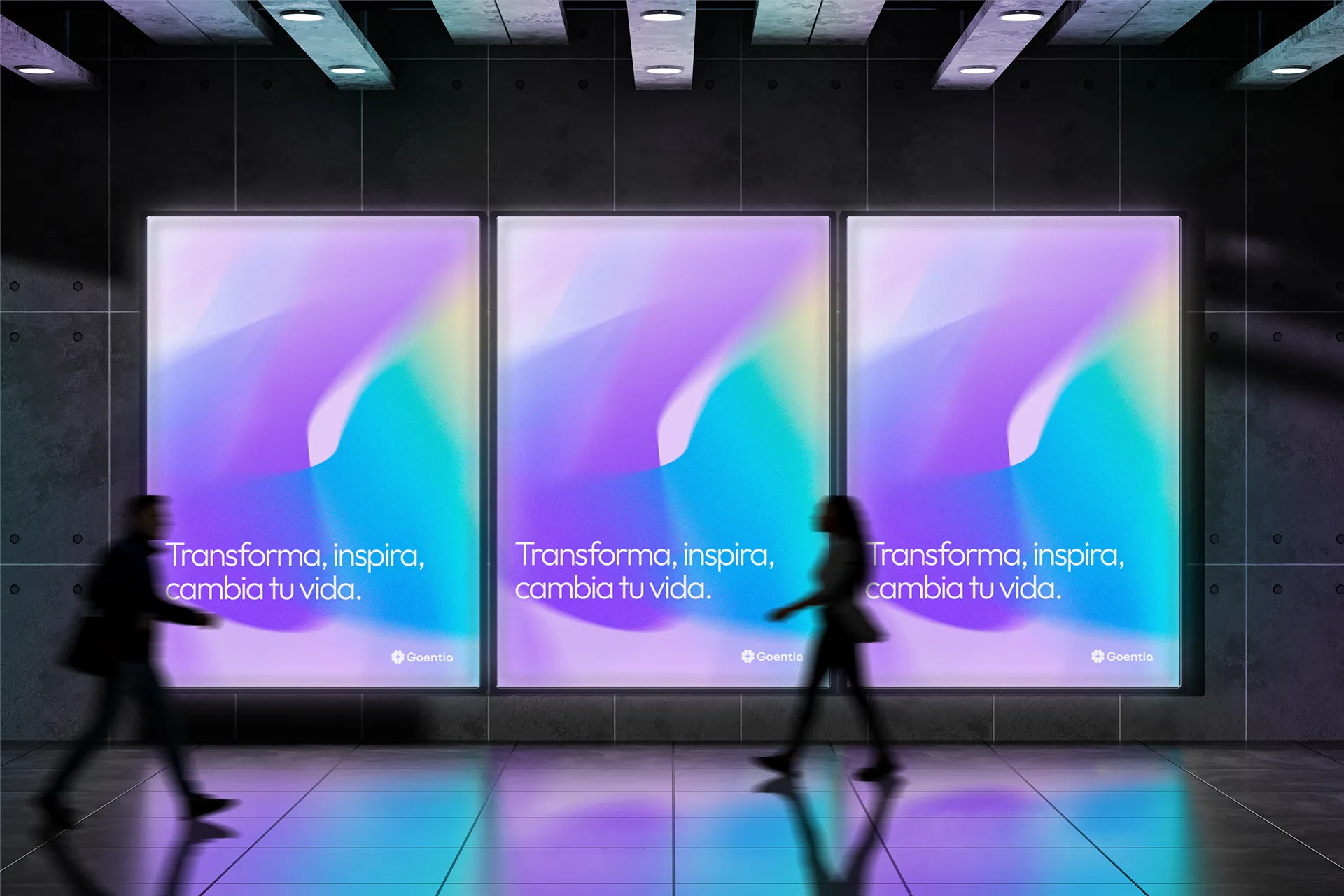 Mockup de cartelería para Goentia coaching.