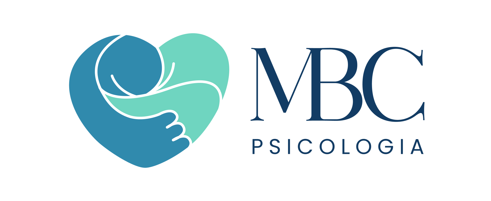Icono corazón y abrazo más logotipo MBC PSICOLOGIA