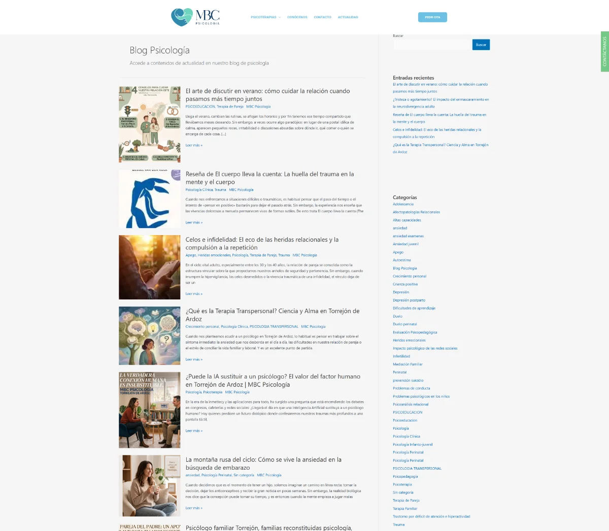Captura del la estructura del blog antiguo de MBC