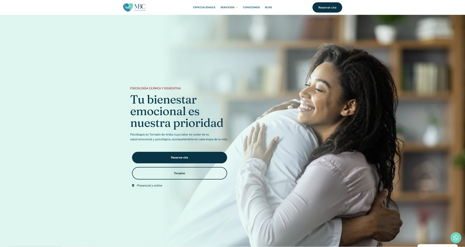 Portada MBC PSICOLOGIA de su página web en desktop.